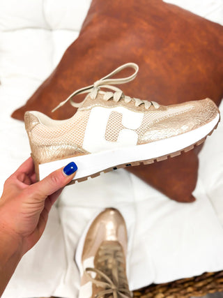 Corkys Gold Cracked Metallic No Prob Sneakers