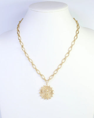 Carmen Coin Necklace Elephant - Worn Gold