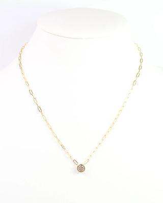 Gia Round CZ Link Necklace - Gold