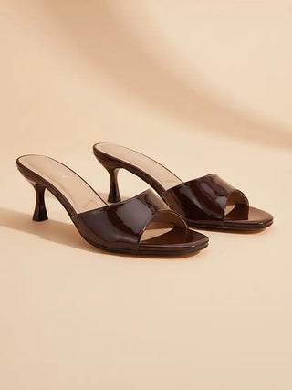 Angie Kitten Heels - Brown Patent