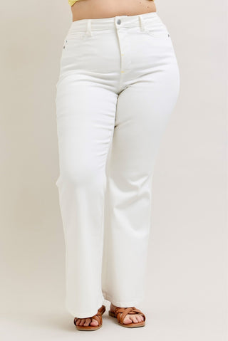 Judy Blue Tummy Control Flare - White