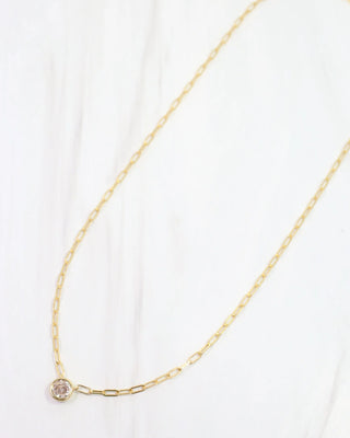 Gia Round CZ Link Necklace - Gold