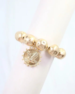 Carmen Coin Stretch Bracelet Eagle - Worn Gold