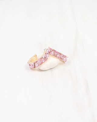 Rome Triangle Stone Hoop Earring - Pink