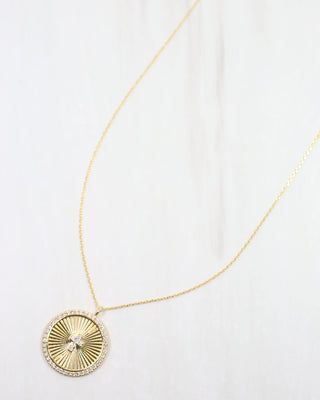 Etta CZ Cross Pendent Necklace - Worn Gold