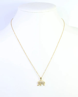 Heidi CZ Elephant Necklace - Worn Gold