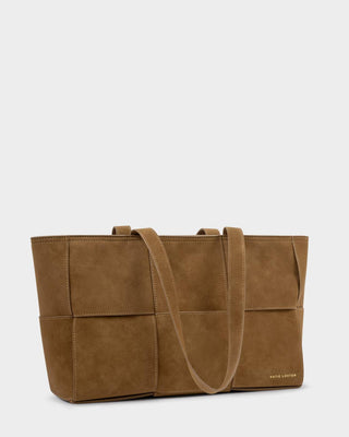 Taya Woven Suedette Tote Bag - Caramel