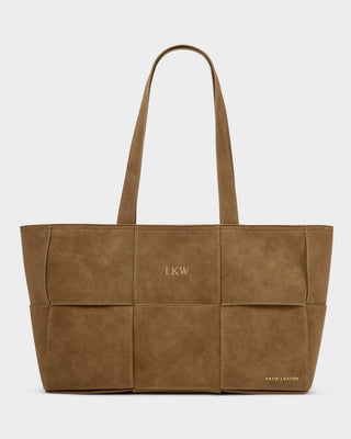 Taya Woven Suedette Tote Bag - Caramel