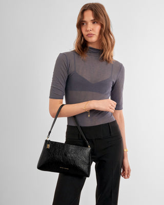 Orin Twist Lock Small Shoulder Bag - Black