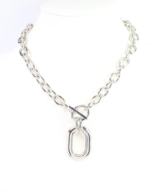 Francey Gold Oval Pendent Necklace - Silver
