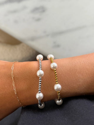 Pearl Beaded Bracelet - Gold
