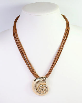 Marion Sundial Shell Cord Necklace - Brown