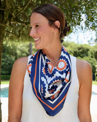 Lucy Floral Scarf Medium - Navy/Orange