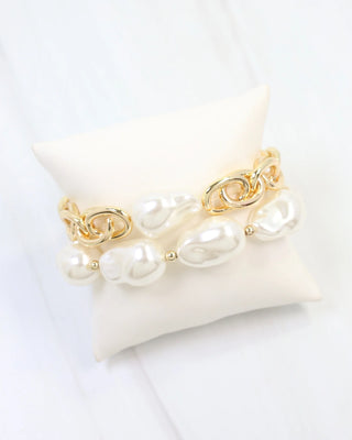 Rosey Pearl Bracelet Set - Gold