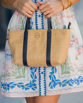 Georgie Mini Tote - Natural Navy