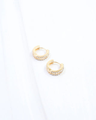 Kacey Double Row CZ Huggie Earring - Gold