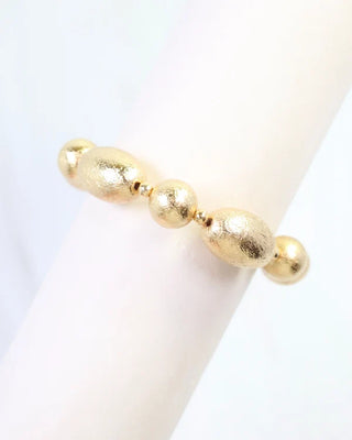 Leena Textured Bead Stretch Bracelet - Gold