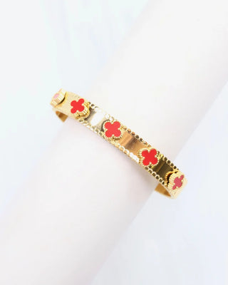 Amal Clover Bangle Bracelet - Red