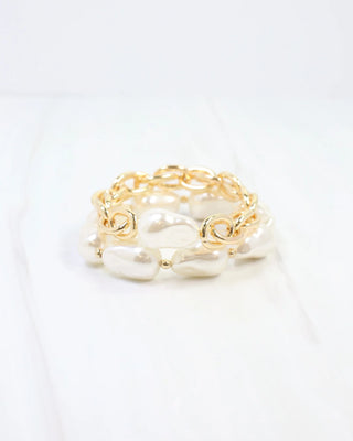 Rosey Pearl Bracelet Set - Gold